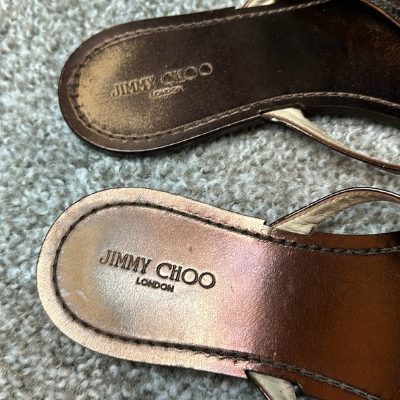 Jimmy Choo Size 38.5 Made in Italy Brown Flip Flop Sandals AS IS - Picture 5 of 11